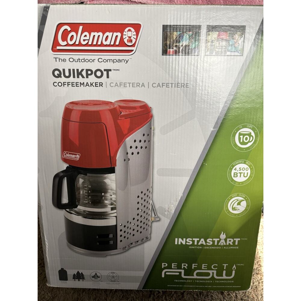 Coleman QuikPot 10-Cup Portable Propane Coffeemaker - Camping - New
